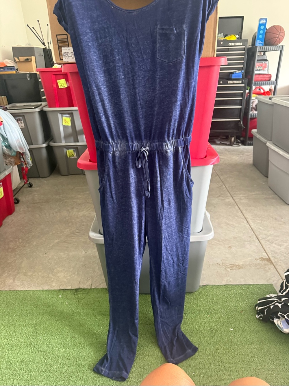 Women's Navy Blue Relaxed Drawstring Jumpsuit m82
